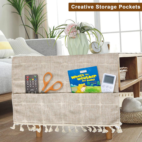 Ajerg 20x57inch Coffee Table Cloth, Boho Coffee Table Cover for Living Room Tablecloth Cover with Pockets & Tassel