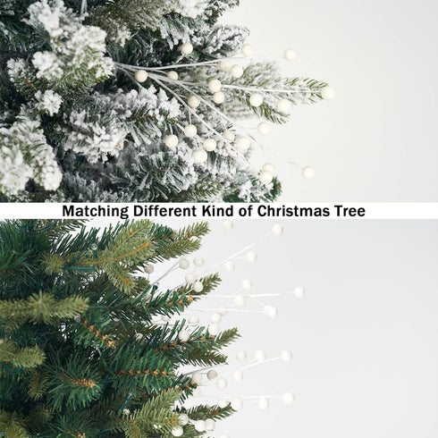 Set 12 14inches Christmas Berries Picks of Xmas Tree Decorations White Holly Berry Stems Decorative Artificial Floral