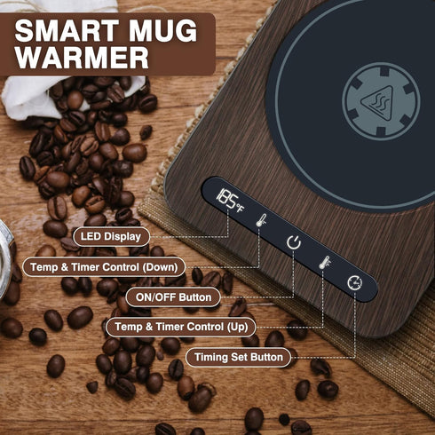 NEWCITY Set 1-12Hour Mug Warmer - Coffee Mug Warmer for Desk with Temperature Display, Auto Shut Off, Cup Warmer