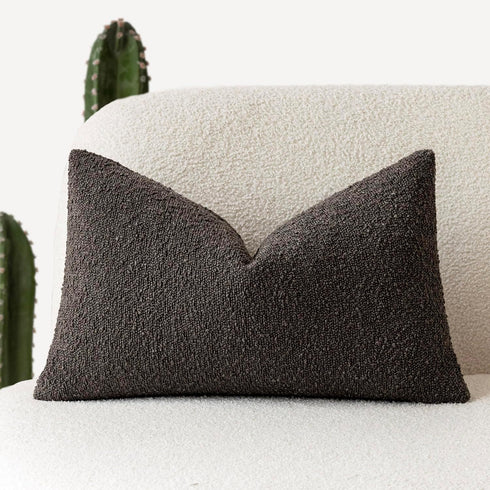 Foindtower Textured Boucle Throw Pillow Covers Accent Solid Lumbar Pillow Cases Cozy