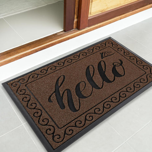 Yimobra 29.5 x 17 Inch Hello Door Mat, Heavy Duty Non-Slip Outdoor Welcome Mat for Home Entry and Garage
