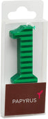 Papyrus Number 1 Birthday Candle, Green Stripes, 1-Count