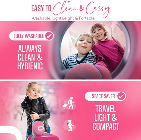 BCOZZY Kids Travel Neck Pillow (3-7 Y/O), Patented Soft Toddler Pillow for Head & Chin Support, Small, Pink