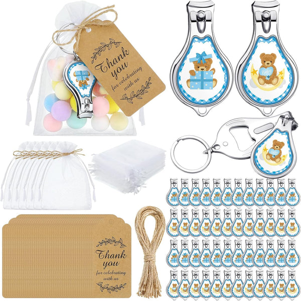 Minatee 50 Set Baby Shower Bottle Opener Favors Nail Clipper Bottle Opener Keychain