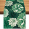Deep Green Dahlia Flower Spring Table Runner Green Gray Burlap Table Runners,