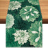 Deep Green Dahlia Flower Spring Table Runner Green Gray Burlap Table Runners,