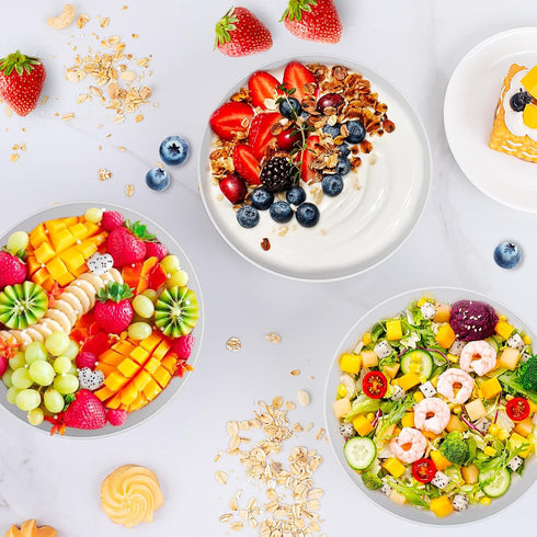 EI 8pcs Wheat Straw Bowls Set, 28oz Unbreakable Premium Cereal Bowls, Reusable Plastic Bowls for Picnic, Dinner, Party