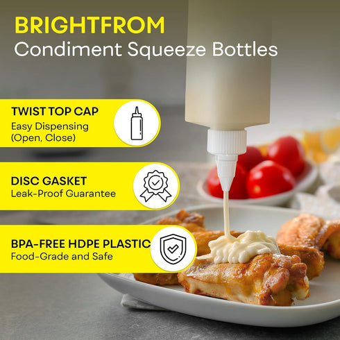 16 OZ 4 PACK BRIGHTFROM Condiment Squeeze Bottles, Empty Squirt Bottle with Twist Top Cap, Leak Proof - Great