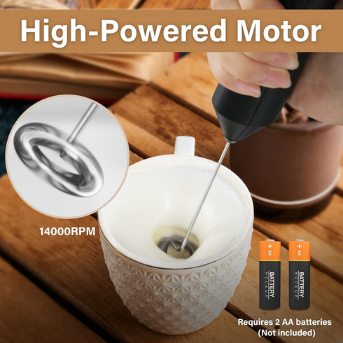 YSSOA Electric Milk Frother, Handheld Battery Operated Automatic Milk Foam Whisk for Coffee, Frappe, Latte, Matcha