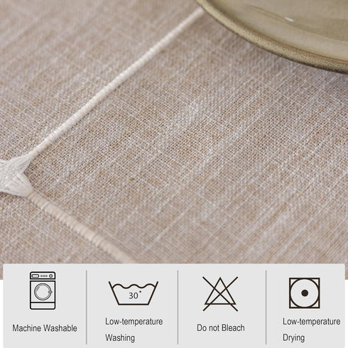 Kunxufi 24 Inch Farmhouse Small Round Brown Waterproof Tablecloth Heavy Weight Cotton Linen Table Cloth with Tassels
