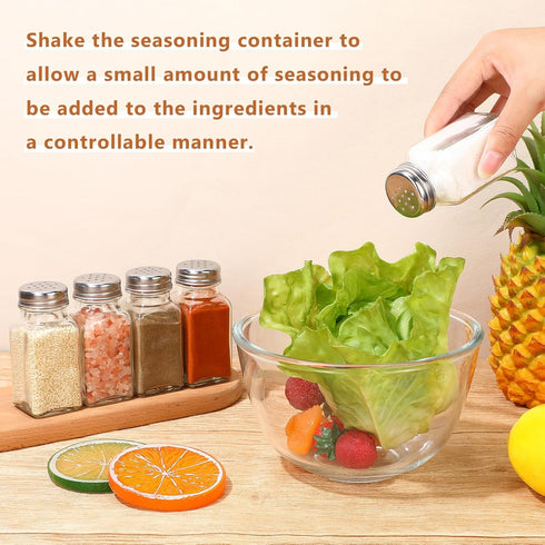 48 Pack 2.7oz Bokon Glass Salt Shaker Bulk with Stainless Lids Tops Small Spice Shaker for Kitchen Restaurants