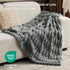 Cozy 50x60 inch, BEDELITE Faux Fur Grey Throw Blanket for Couch - Super Soft & Plush Striped Blanket for Sofa and Room
