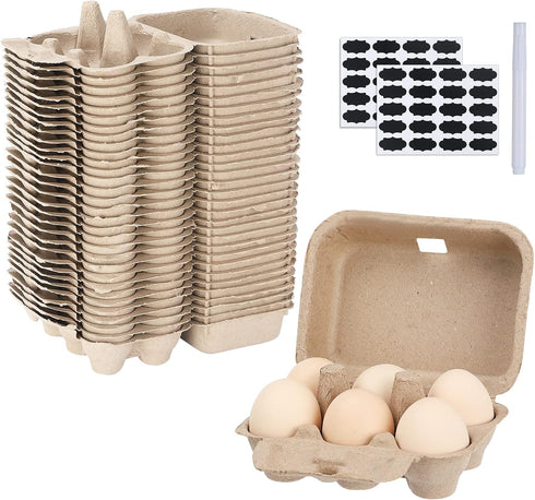 AEIMIJPQ Paper Egg Cartons for Chicken Eggs, 36 Pieces Pulp Fiber Half Dozen