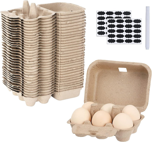 AEIMIJPQ Paper Egg Cartons for Chicken Eggs, 36 Pieces Pulp Fiber Half Dozen
