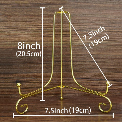 Artliving Gold Iron Display Stand (2 pack 8 Inch) Easel Plate Display Photo Holder for Cookbooks, Picture Frames,