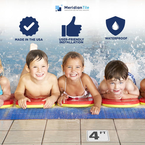 4FT 6x6 Inches Swimming (3 Pack) Aquatic Custom Tile, Pool Depth Markers, Vinyl Pool Stickers, Pool Number Markers