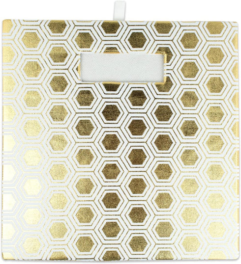 DII Collapsible Polyester Storage Cube, Large Honeycomb Design, Gold