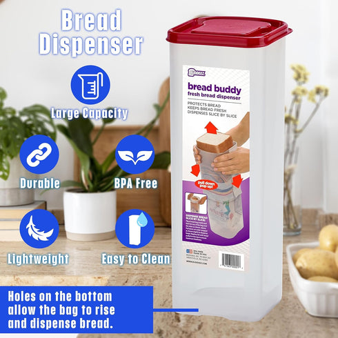 1 Buddeez Bread Buddy Bread Box Keeps Loaves Fresh - Holds Loaf of Sandwich Size Bread