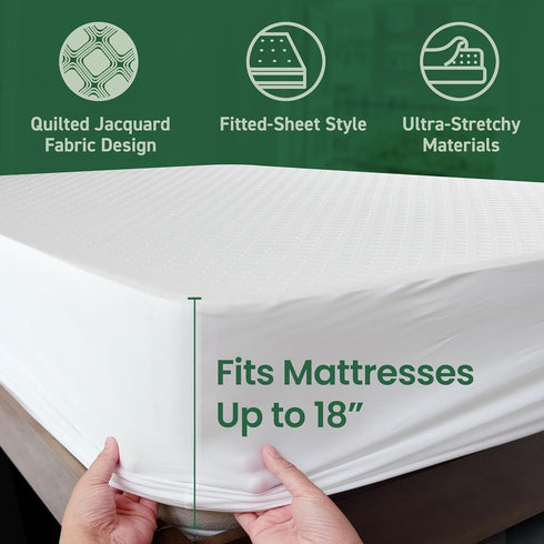 SafeRest Sleepure 100% Waterproof Twin XL Quilted Mattress Protector, Bamboo Viscose, Machine Washable