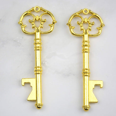 Aokbean 52pcs Vintage Skeleton Key Bottle Opener Set with Thank You Tag Card, Keychain (Gold)