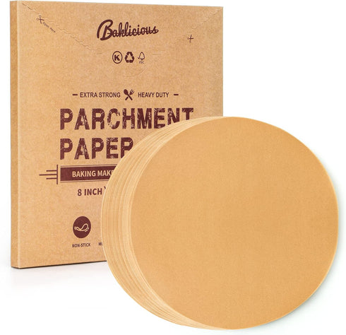 250Pcs 8 Inch Non Stick Parchment Paper Rounds, Baking Circles for Cake Baking, Patty Separating, Tortilla Wrapping