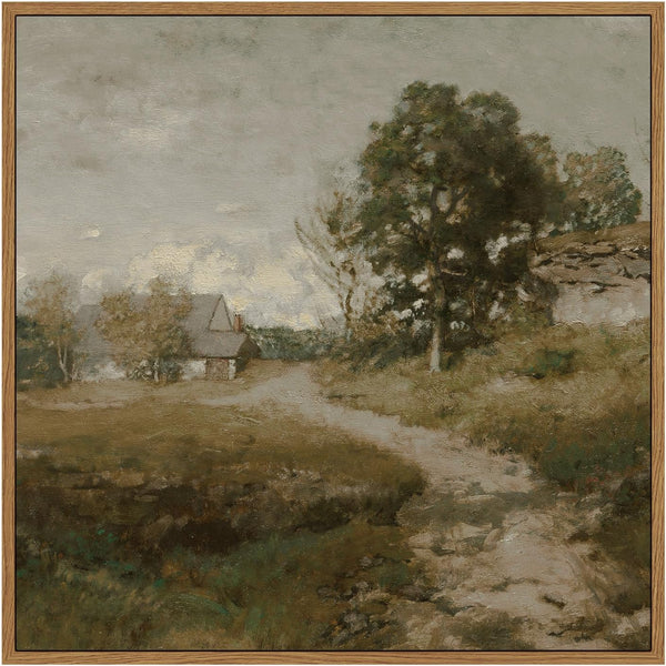 InSimSea Square Framed Canvas Wall Art, Classical Rural Farmhouse Landscape Decor for Bathroom, Bedroom, Living Room