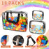 MBJZSL 18 Packs (3 Toy Storage Bags with Labels, Clear PVC Puzzle Storage Bags, Waterproof Travel Toy Organizer Bags