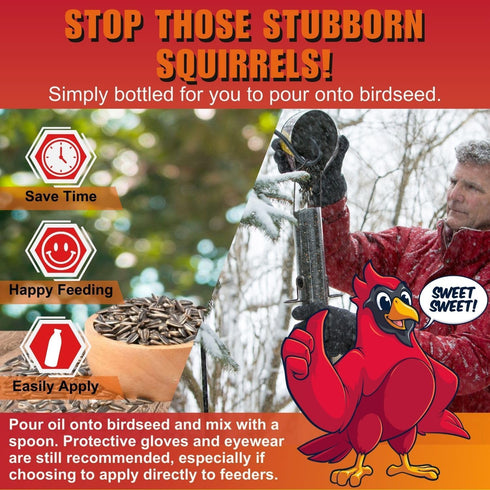 >60lb 16oz CreatureCops Spicy Squirrel Seed Sauce | All-Natural & Squirrel-Resistant Hot Pepper Bird Seed Oil | Flaming