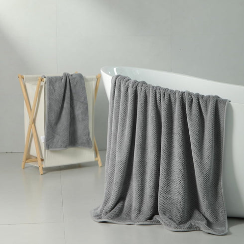 8 Pack Set (2 40"x 80" Sheet,2 Towels,4 Sets Set Towel Extra Large Bath Towels Hand Washcloths) Gray Oversized Bath