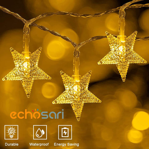 echosari Battery Operated Star String Lights, 158IN with Auto Timer, 8 Modes for Kid Room, Party, Wedding Décor (Warm