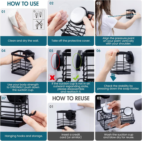 TAILI Patented Suction Cup Toothbrush Holder, Stainless Steel Anti-Puddling Shower Toothbrush Holder, No Drilling