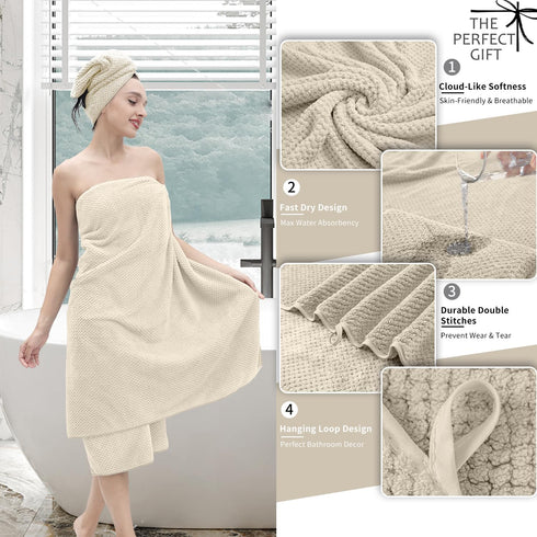 8 Set |2 Towels,2 Towels,4 600GSM Piece Bathroom Towel Oversized Bath Hand Washcloths| Soft Large Bath Sheet Luxury