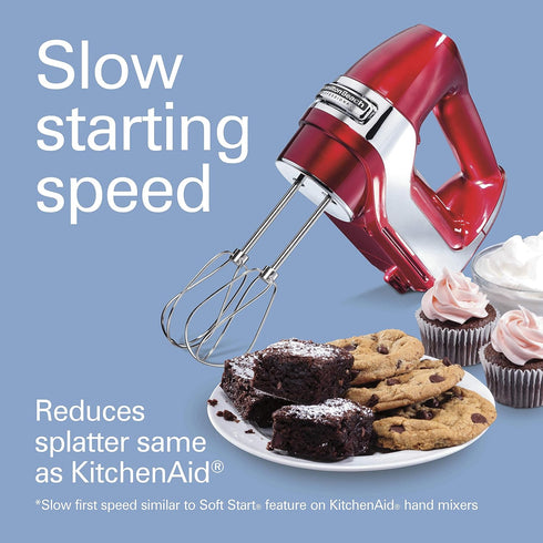 Hamilton Beach Professional 62653 - 5-Speed Electric Hand Mixer with Storage Case, Red and Chrome