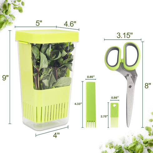 Set: 3 Pack Saver+1 Pack Scissors+2 Pack 3 LUVCOSY Herb Keeper Herb Herb Herb Stripper, BPA-Free Plastic Herb Container