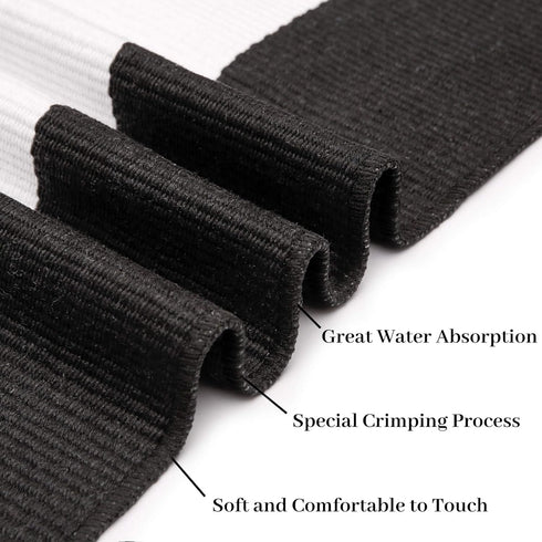 IOHOUZE 2x4.3 Black White Striped Rug, Washable Front Door Mat for Outdoor and Indoor Decor