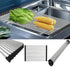Roll Up Dish Drying Rack Over The Sink, Portable Stainless Steel Folding Mat for Kitchen Counter (Black,