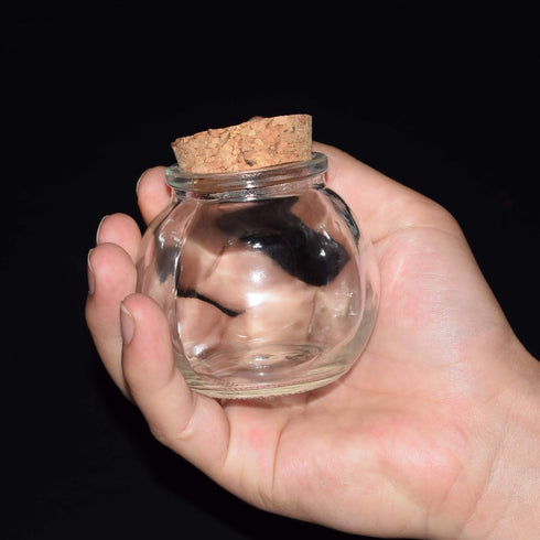 Clear Glass Bottle with Cork Stopper, Assorted Shapes, 1 Piece (Round Ball)