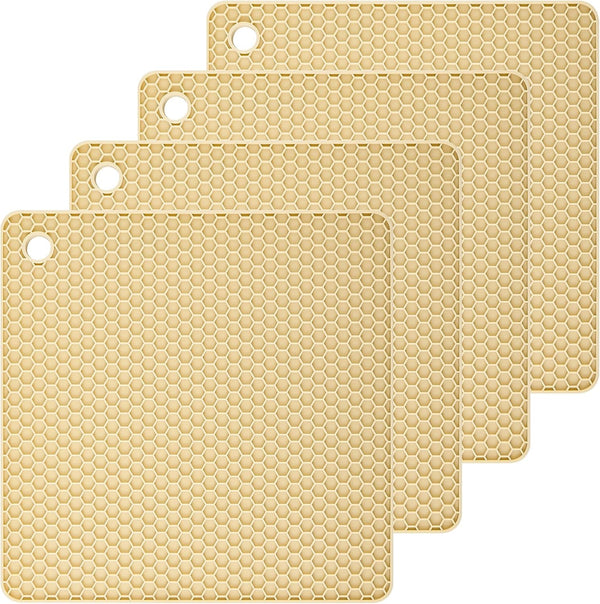 Smithcraft Silicone Pot Mat Trivet Pads for Countertop, Heat Resistant Table Placemats, 4 Pack, 7.5x7.5 Inch, Square