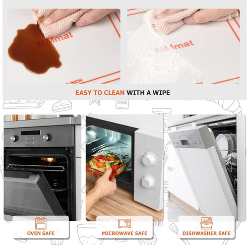 Silicone Baking Mat Set of 2, Non-Stick Cuttable Mats, 8/9/10 inches, Best German Silicone for Baking