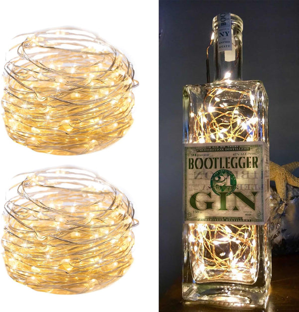 2Pack Fairy Lights Plug in, 33Ft 100 LEDs Waterproof Silver Wire Firefly