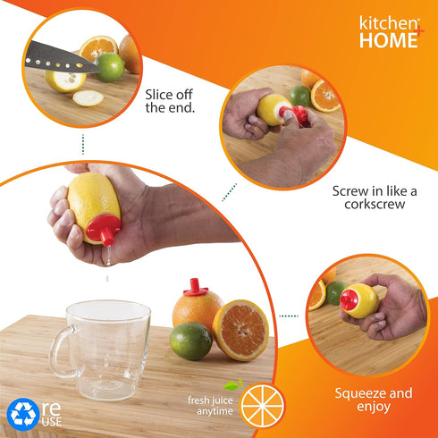 Kitchen + Home Citrus Tap - Portable Lemon Lime Juicer, Orange Spout, Jalapeño Corer, 3 Pack