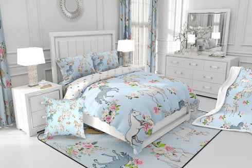 Set, Set 2 Erosebridal Horse Quilt Queen Size, Farmhouse Western Cowboy Cowgirls Duvet Insert for Kids Boys Girls