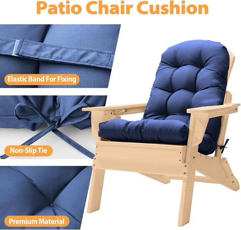 Lucresta 48.8x20.4x4.3, 1 Adirondack Chair Cushion, High Back Patio Cushions with Adjustable Ties, Waterproof Tufted