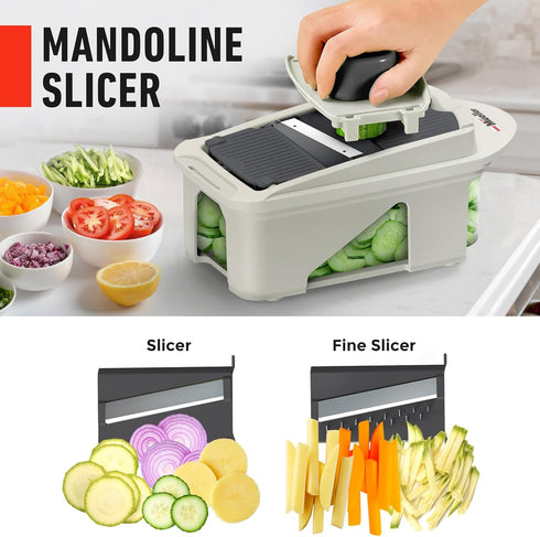 Mueller Pro-Series All-in-One 12 Blade Mandoline Slicer for Kitchen, Food Chopper, Vegetable Slicer, Cutter, Dicer,