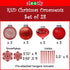 SLEETLY 28pk Red Ornaments for Christmas Tree, Shatterproof Plastic Balls, Icicles and Snowflakes