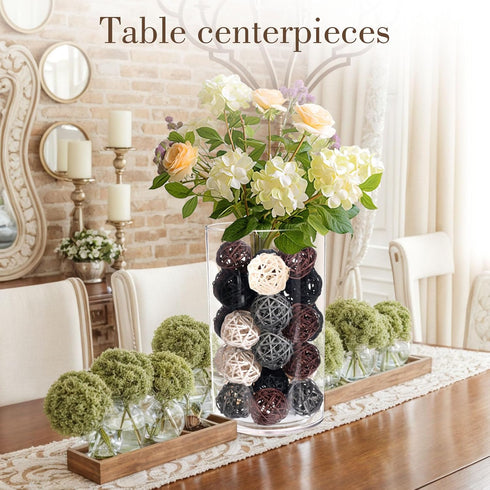 DomeStar 24PCS Brown Decorative Balls, 2 Inch Rattan Balls for Bowl Centerpiece Decor