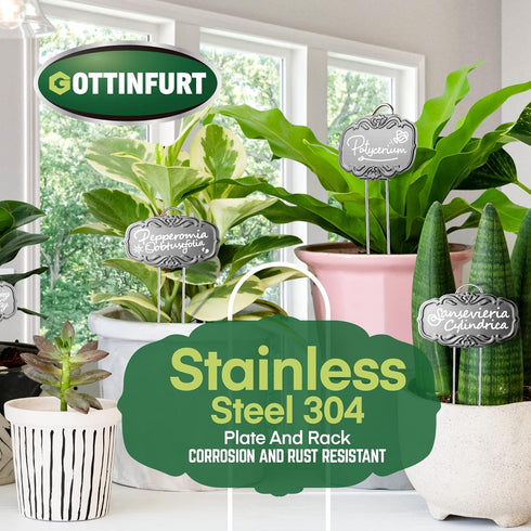 Gottinfurt 25 Pack Updated Metal Plant Labels for Garden, Stainless Steel DIY Plant Markers Waterproof for Flowers