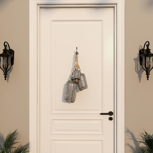 Deco 79 Rustic Metal Cowbell Decorative Bells, 5", 4", 3"H, Silver