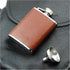 3oz Brown Red Leather Wrapped Hip Flask with Funnel, 18/8 Stainless Steel (YM102)