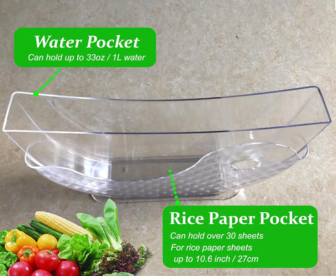 Summer Roll Water Bowl, Holder for Rice Paper Wrappers for Spring Rolls (Rice Paper Not Included)